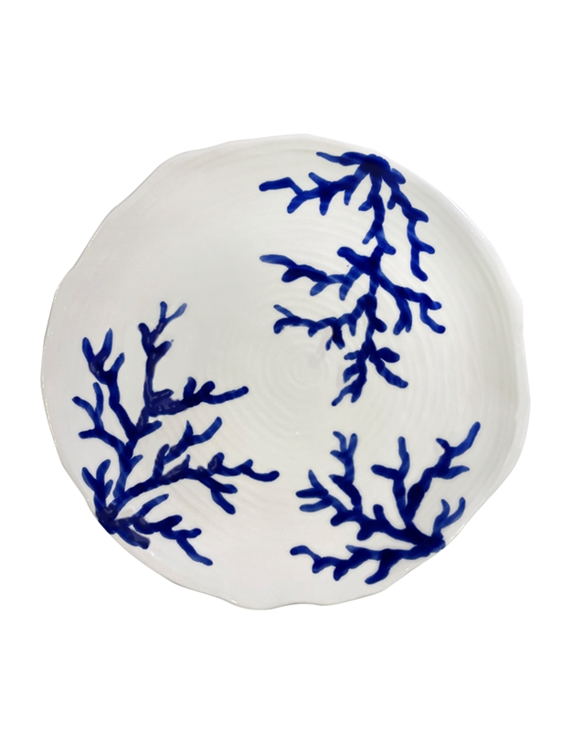 Πιάτο Φαγητού Λευκό Kεραμικό Coral Σχέδιο "Mπλε Kοράλια" Modigliani (28 cm)