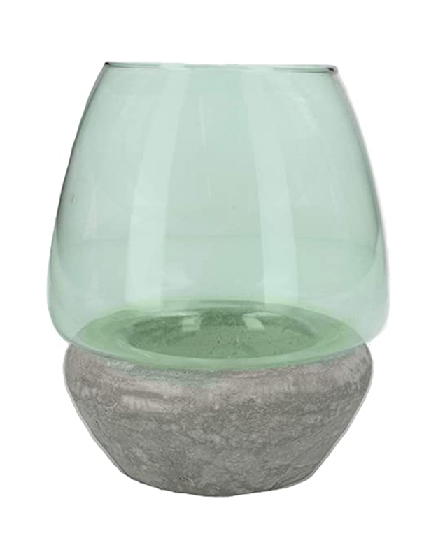 Βάζο Πράσινο Γυάλινο Με Πέτρα Για Βάση Medium Gisela Graham (17.5 cm)