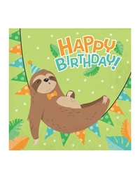 Xαρτοπετσέτες Sloth Party Happy Birthday 16,5 x 16,5 cm Creative Converting (16 τεμάχια)