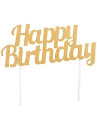 Cake Topper Χρυσό Happy Birthday Glitter Creative Converting