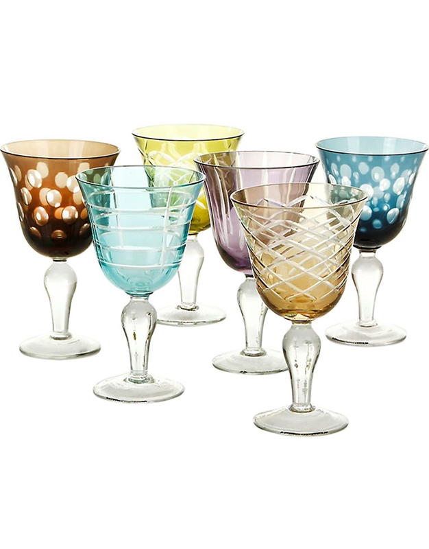Ποτήρι Κρασιού Γυάλινο Cuttings Multicolour Pols Potten (6 Τεμάχια)