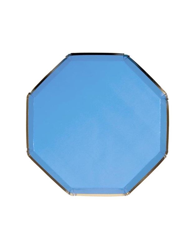 Πιάτα Xάρτινα Mπλε Oκτάγωνα 20cm Mεσαία Meri Meri (8 Tεμάχια)