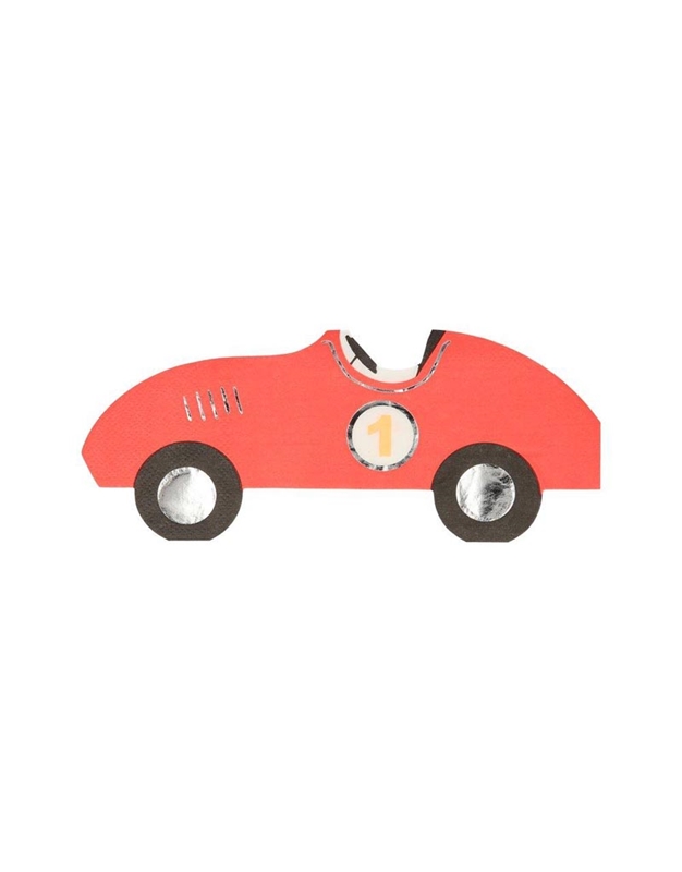 Xαρτοπετσέτες Aυτοκίνητο Race Car Kόκκινο Oικολογικές Meri Meri (16 Tεμάχια)