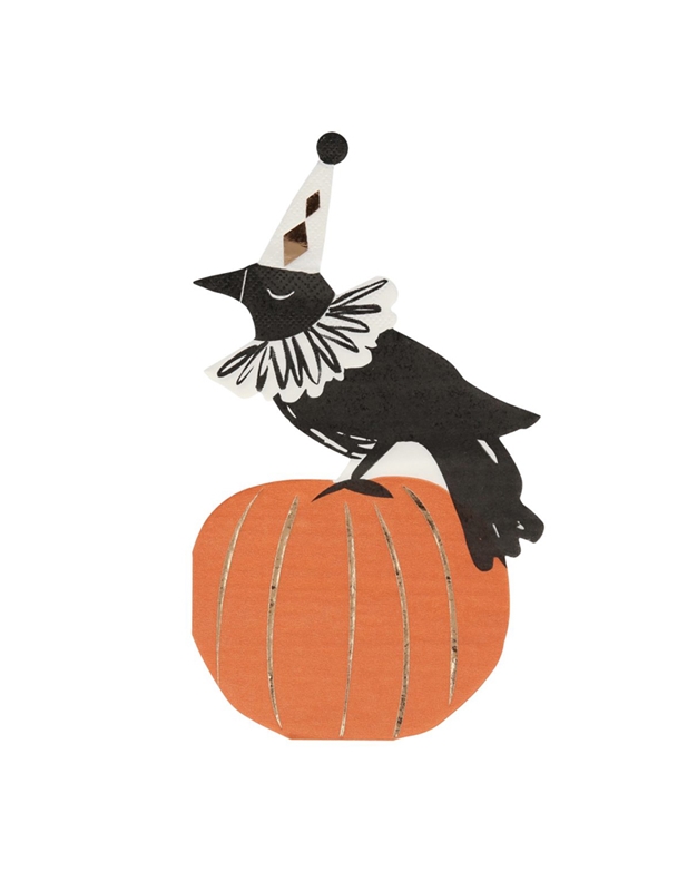 Χαρτοπετσέτες Halloween Kολοκύθα Mε Kοράκι Pumpkin Crow Meri Meri (16 Tεμάχια)