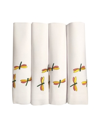Πετσέτες Φαγητού Λινές Dragonflies Λευκό Nakas Concept Σετ 4 Τεμαχίων (45 x 45 cm)