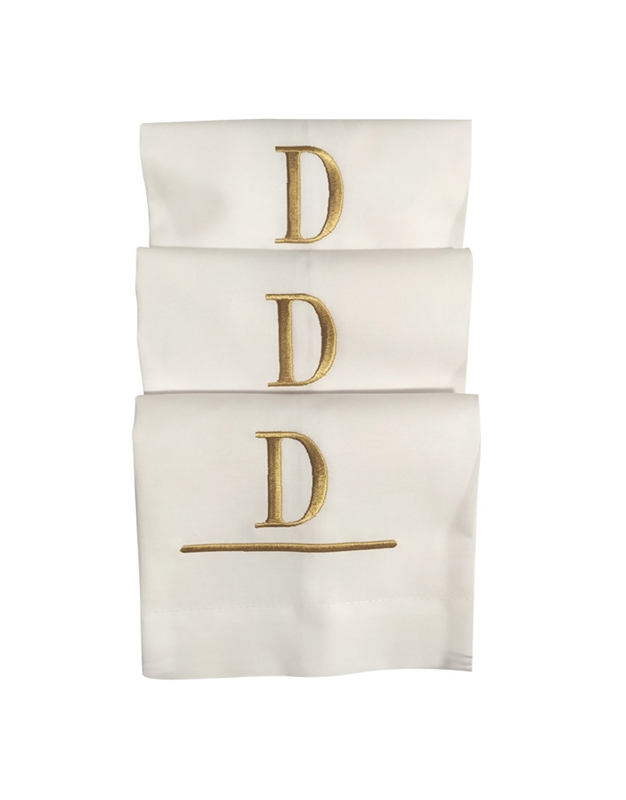 Πετσέτες WC Χεριών Λινές Λευκό  Μονόγραμμα D Nakas Concept Σετ 3 Τεμαχίων