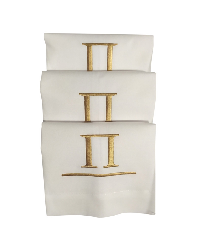 Πετσέτες Χεριών Λινές Λευκό  Μονόγραμμα Π Nakas Concept Σετ 3 Τεμαχίων