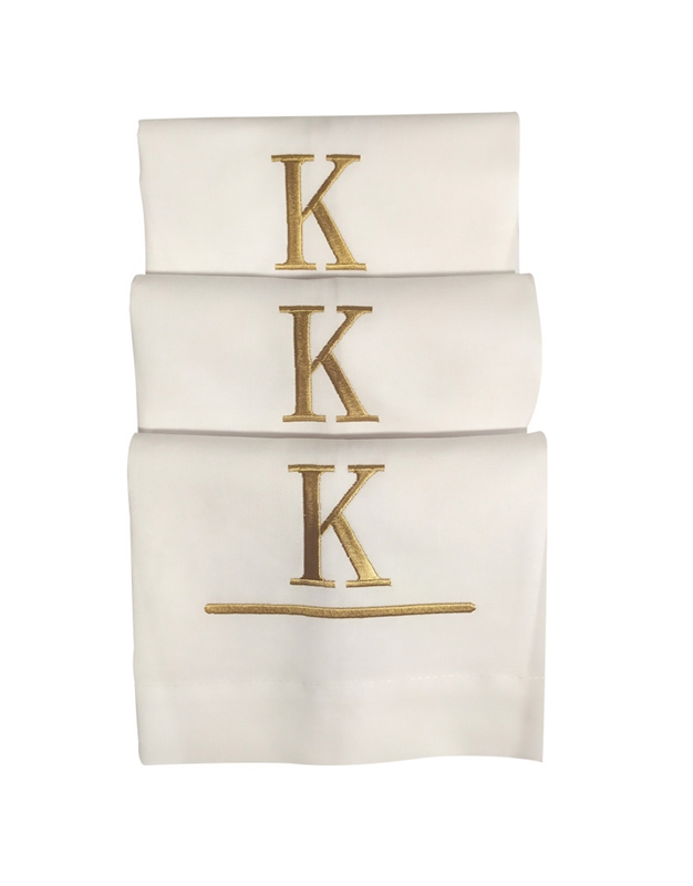 Πετσέτες WC Χεριών Λινές Λευκό  Μονόγραμμα K Nakas Concept Σετ 3 Τεμαχίων