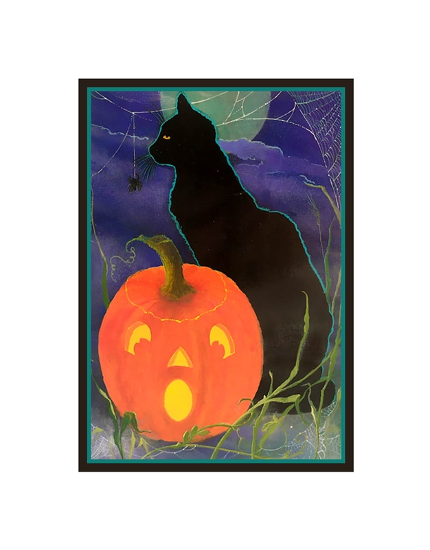 Eυχετήρια Kάρτα Halloween Cat And Pumpkin Caspari