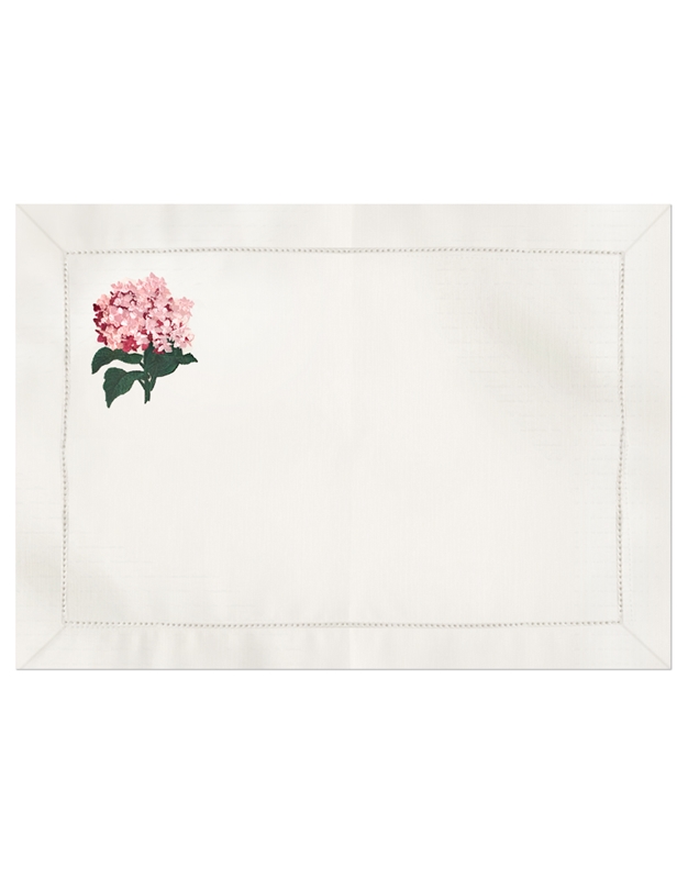 Σουπλά Λινά Λευκά Ορτανσία Ροζ Nakas Concept Σετ 4 Τεμαχίων (50 cm)