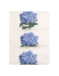 Πετσέτες Βαμβακερές Λευκές Ορτασνσία Μπλε Nakas Concept 3 Τεμάχια