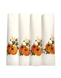 Πετσέτες Φαγητού Λευκές Κολοκύθα Mε Φύλλα NakasConcept Σετ 4 Tεμαχίων (50 x 50 cm)