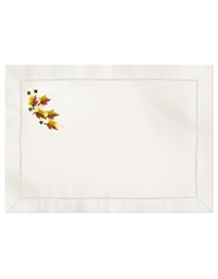 Σουπλά Λινά Λευκά Φθινοπωρινά Φύλλα Nakas Concept Σετ 4 Τεμαχίων (50 cm)