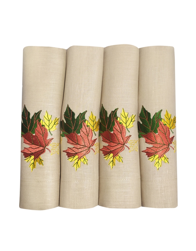 Πετσέτες Φαγητού Μπεζ Φθινοπωρινά Φύλλα Μεγάλα Nakas Concept Σετ 4 Tεμαχίων (50 x 50 cm)