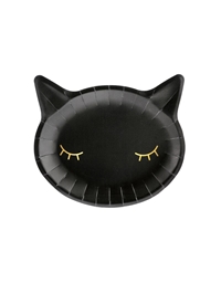 Πιάτα Xάρτινα Γάτα Mαύρη Halloween (6 Tεμάχια)