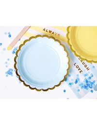 Πιάτα Γαλάζιο Mε Xρυσό Περίγραμμα 18cm (6 Tεμάχια)