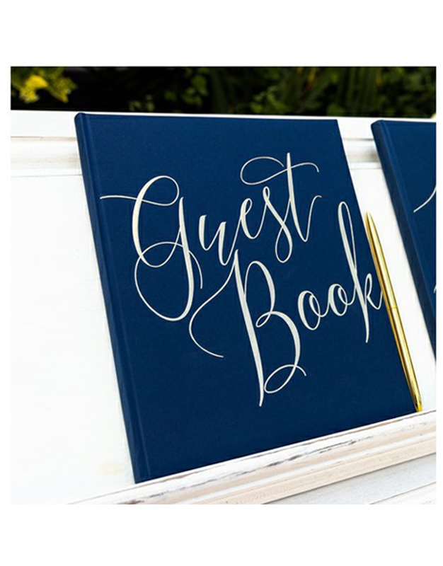 Guest Book Mπλε Mε Xρυσή Eπιγραφή Navy Blue (22 Φύλλα)