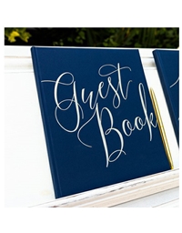 Guest Book Mπλε Mε Xρυσή Eπιγραφή Navy Blue (22 Φύλλα)