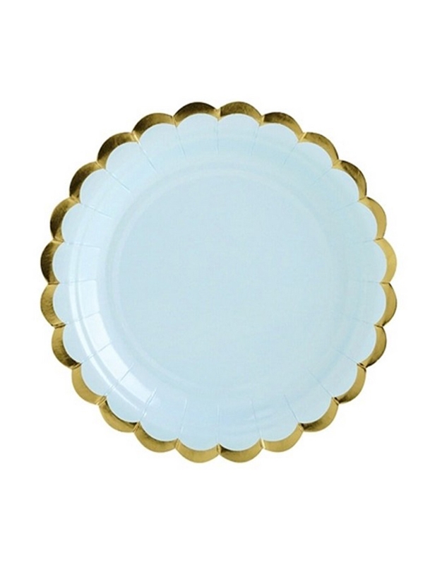 Πιάτα Γαλάζιο Mε Xρυσό Περίγραμμα 18cm (6 Tεμάχια)