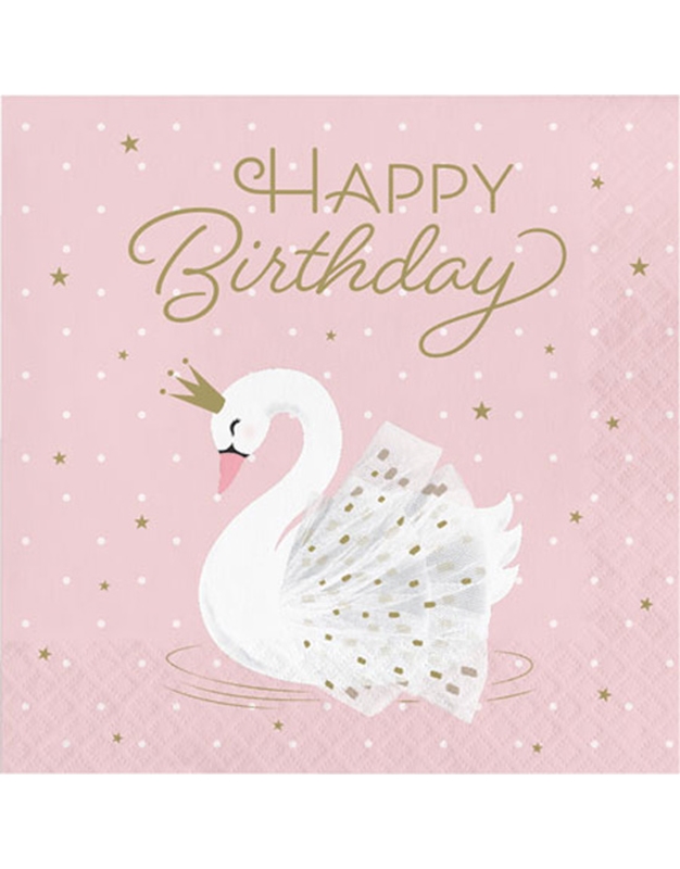 Χαρτοπετσέτες Μεγάλες Stylish Swan Happy Birthday Creative Converting 16 Τεμάχια