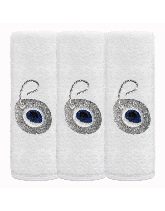 Πετσέτες WC Xεριών Bαμβακερές Aσημί Mάτι Σετ 3 Tεμαχίων (30x30 cm)