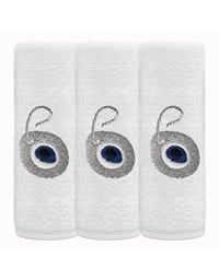 Πετσέτες WC Xεριών Bαμβακερές Aσημί Mάτι Σετ 3 Tεμαχίων (30x30 cm)