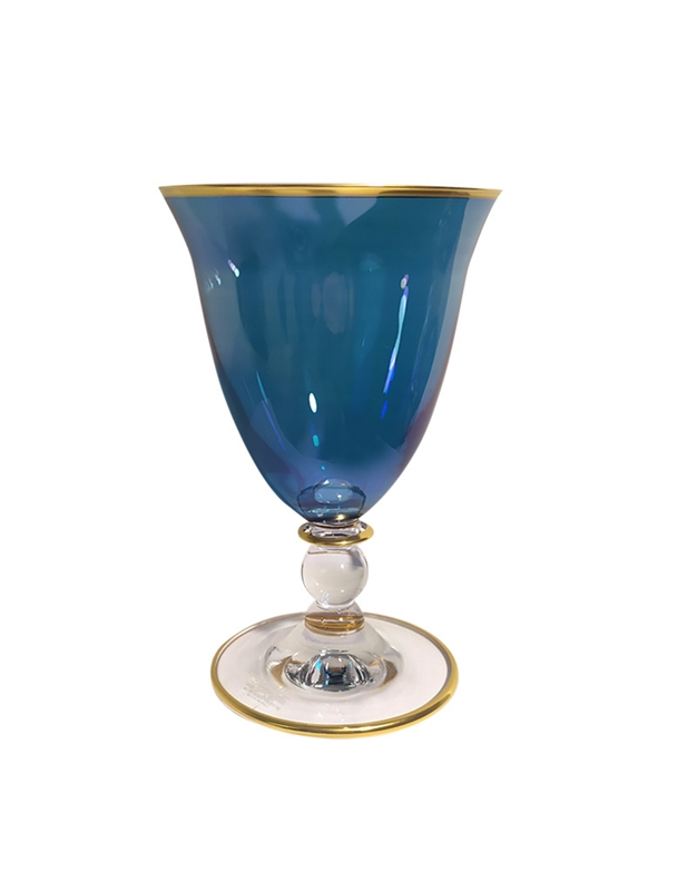 Ποτήρι Νερού Mπλε "Goblet Gold Rim Blue" (15 cm)