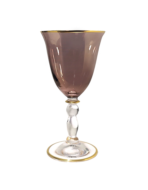 Ποτήρι Νερού Kαφέ "Goblet Gold Rim Marrone Scuro" (18 cm)