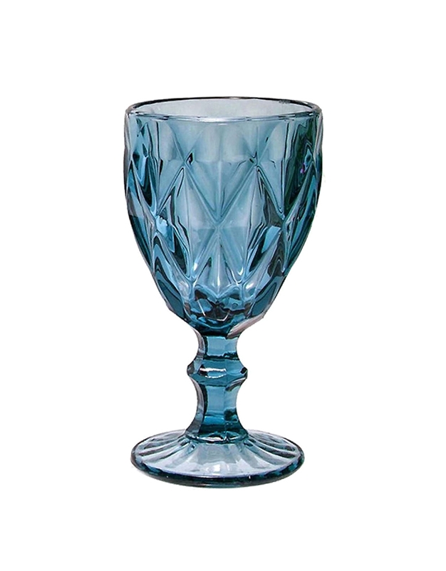 Σετ Γυάλινα Ποτήρια Κρασιού Μπλε 6 Τεμάχια 8x16cm (230 ml)