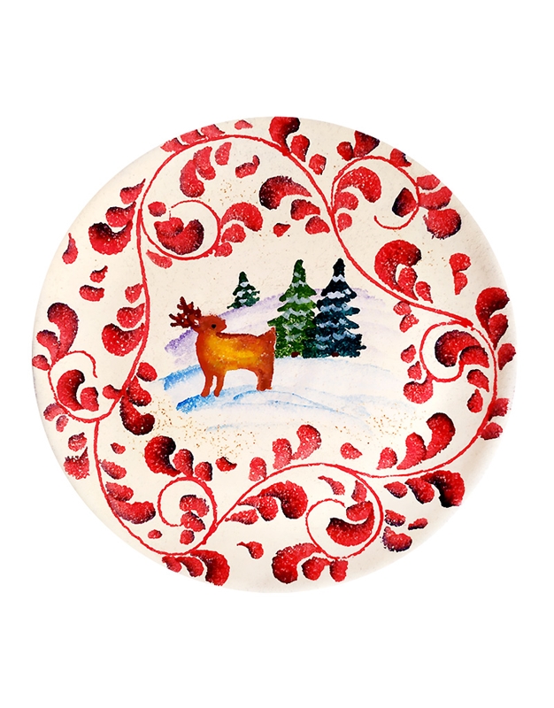 Πιάτο Σαλάτας Κεραμικό Eλάφι-Xριστουγεννιάτικο δέντρο Chalet Modigliani