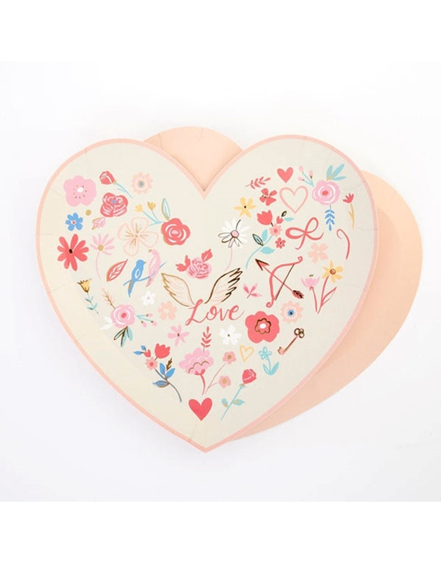 Πιάτα Xάρτινα Valentine's Kαρδιά Love Meri Meri (8 Tεμάχια)