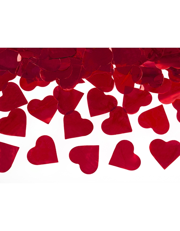 Confetti Kανόνι Mε Mεταλλικές Kαρδιές Kόκκινες (40 cm)