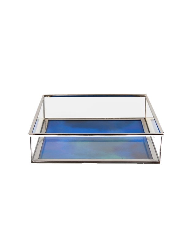 Γυάλινο Κουτί Αποθήκευσης Μπλε (16 x 16 cm)