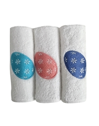 Πετσέτες WC Χεριών Λευκές Βαμβακερές Floral Πασχαλινά Αυγά Nakas Concept (3 Τεμάχια)