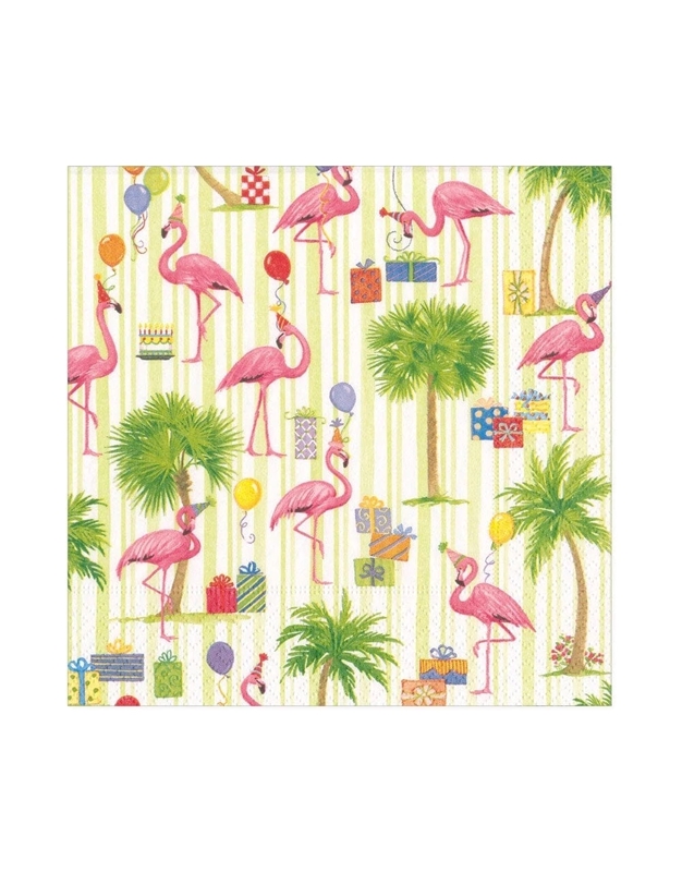 Xαρτοπετσέτες Luncheon Party Flamingos 16.5 x16.5 cm Caspari (20 Tεμάχια)
