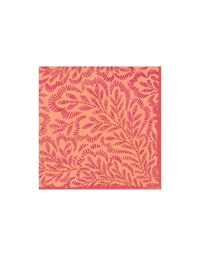 Xαρτοπετσέτες Cocktail Fuchsia Orange Block Print Leaves 12.5x12.5cm Caspari (20 Tεμάχια)