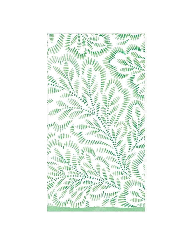 Xαρτοπετσέτες Guest Green Block Print Leaves 10.8x19.8cm Caspari (15 Tεμάχια)
