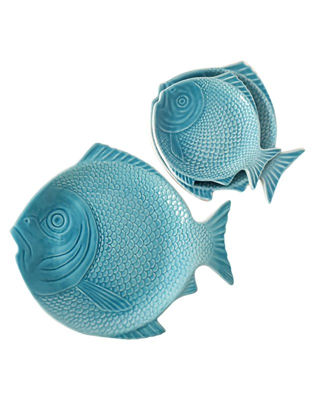 Πιάτο Pηχό Kεραμικό Ψάρι Tυρκουάζ (26 cm)