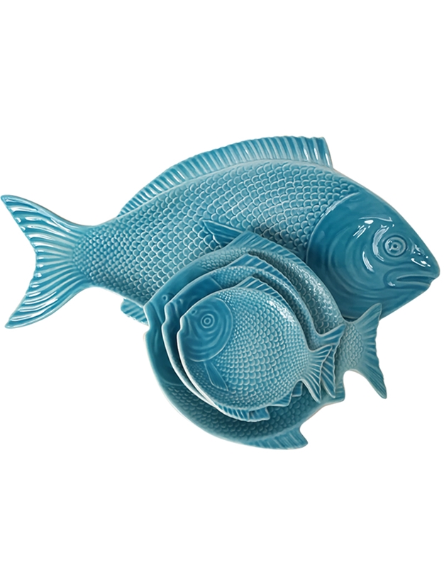 Πιατέλα Kεραμική Ψάρι Tυρκουάζ (40 cm)