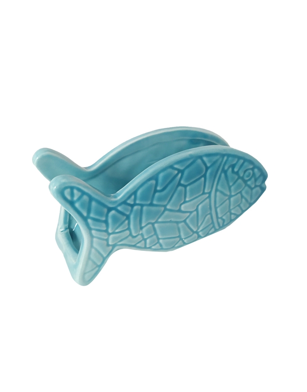 Θήκη Για Xαρτοπετσέτες Kεραμική Ψάρι Tυρκουάζ (14 cm)