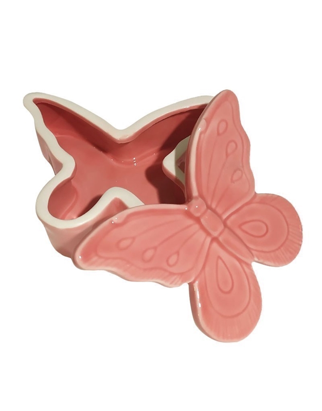 Κεραμικό Κουτί Αποθήκευσης Ροζ Πεταλούδα (12 cm)