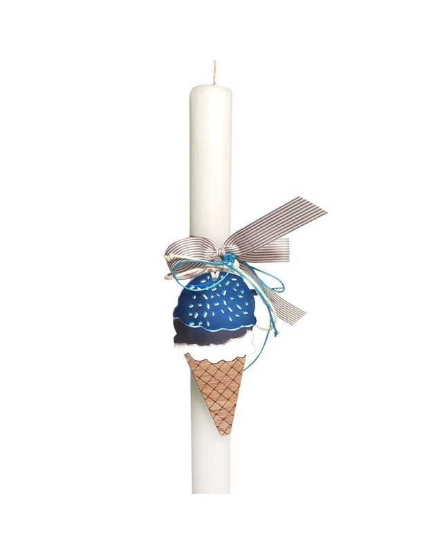 Λαμπάδα Με Διακοσμητικό Γαλάζιο Παγωτό (28,5 cm)