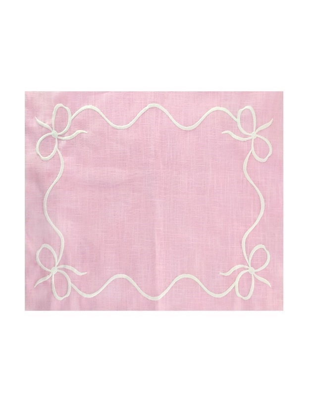 Πετσέτα Λινή Ροζ  Με Φιόγκο (40 x 40 cm)
