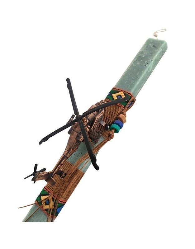 Λαμπάδα Πλακέ Πετρόλ Με Διακοσμητικό Ελικόπτερο Ξύστρα