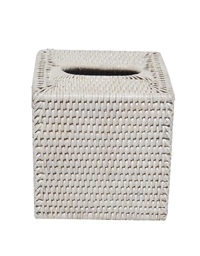 Tissue Box Θήκη Τετράγωνη Για Χαρτομάντηλα Rattan Λευκή