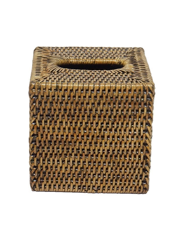 Tissue Box Τετράγωνη Θήκη Για Χαρτομάντηλα Rattan Καφέ