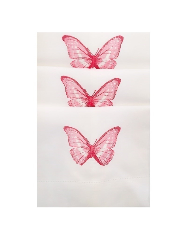 Πετσέτες WC Χεριών Βαμβακερές Λευκές Με Ροζ Πεταλούδες Nakas Concept (3 Τεμάχια)