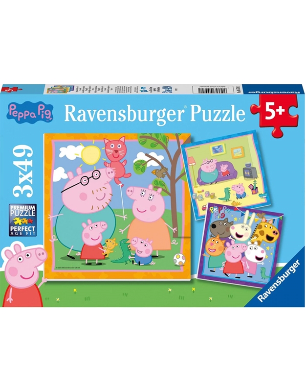 Puzzle "Πέππα Το Γουρουνάκι" Ravensburger (3 x 49 Κομμάτια)