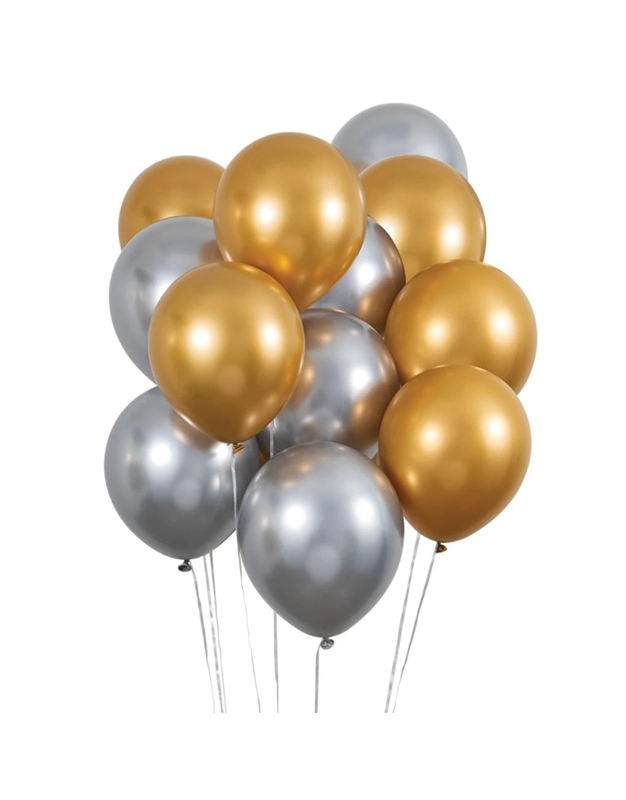 Μπαλόνια Μεταλλικά Χρυσο & Ασημί Creative Converting (12 Τεμάχια)