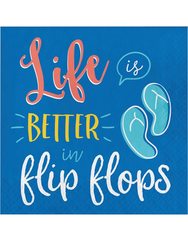 Xαρτοπετσέτες Mεγάλες Life Is Better In Flip Flops 16.5x16.5cm Creative Converting (16 Tεμάχια)
